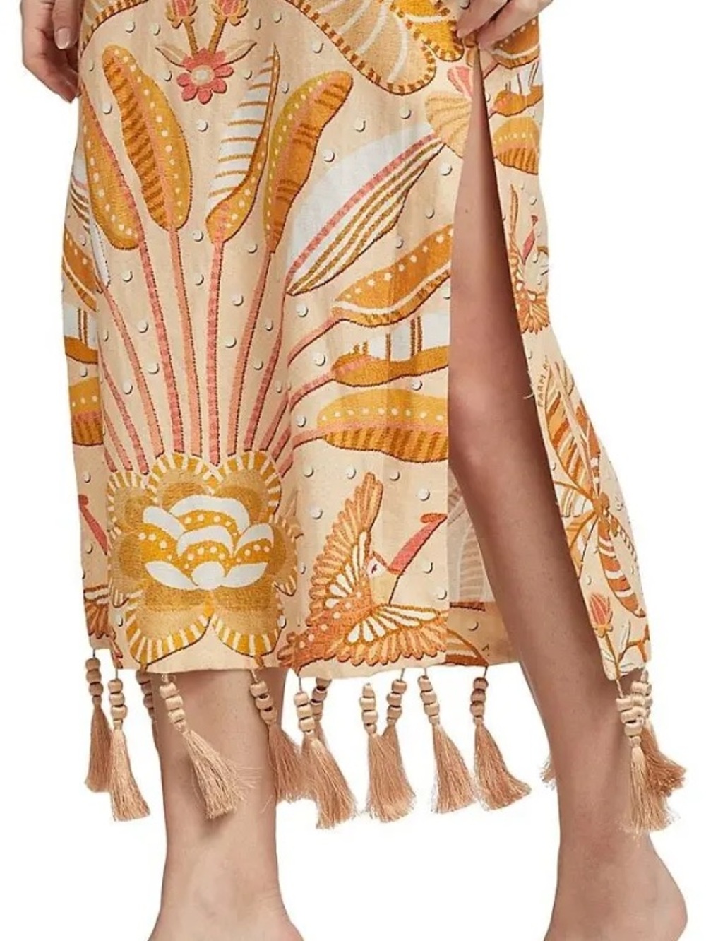 Farm RIO Jungle Chic Cream Halter Cutout Midi Dress - Picture 4 of 10